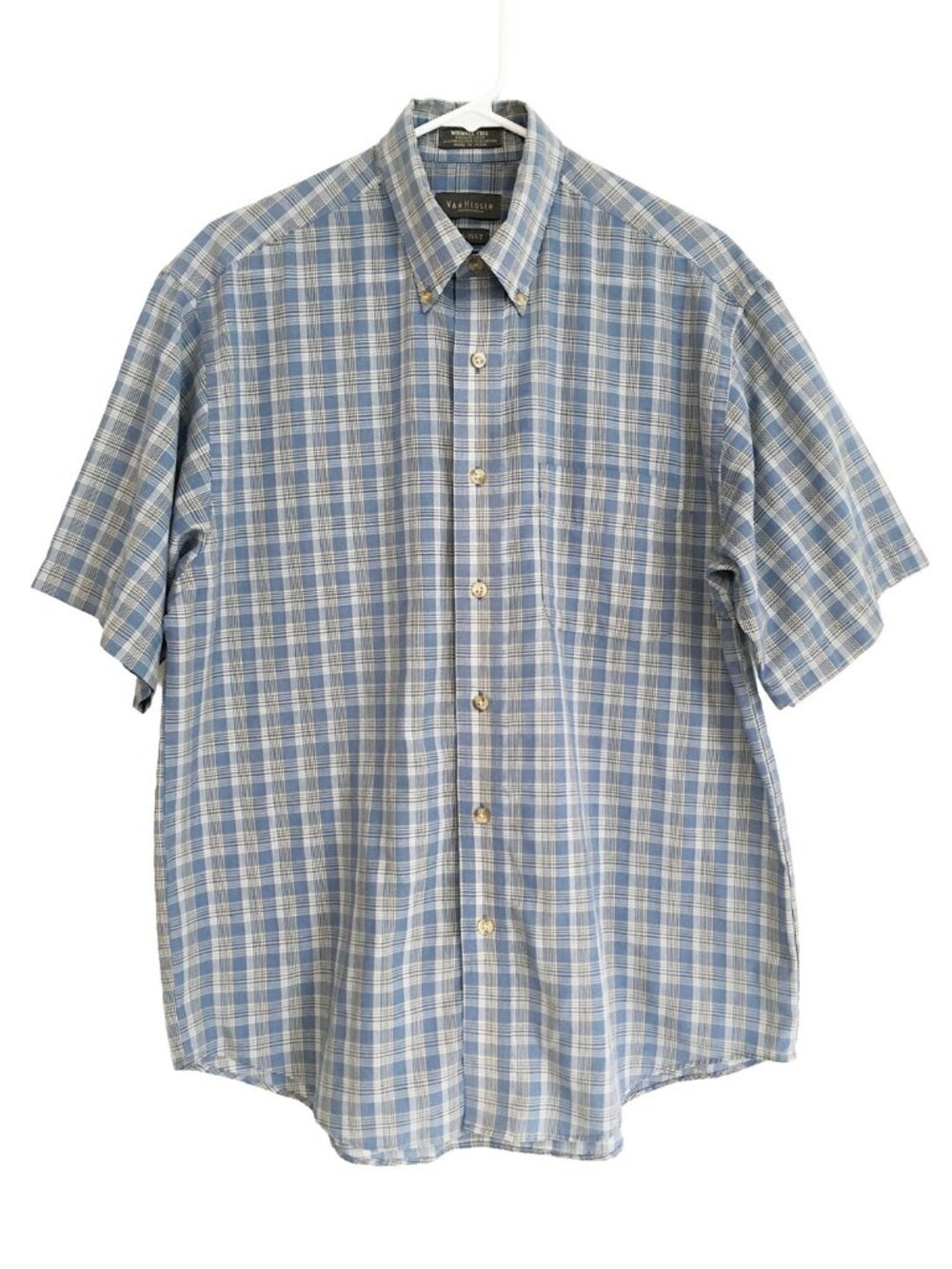 Van Heusen Men's Blue plaid shirt size M